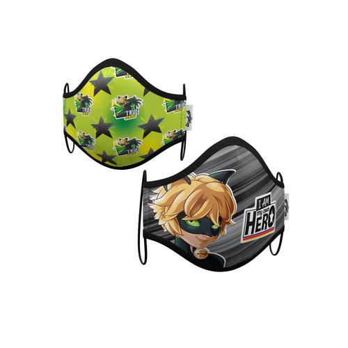 Boîte De 2 Masques De Protection Enfant Réutilisables Chat Noir