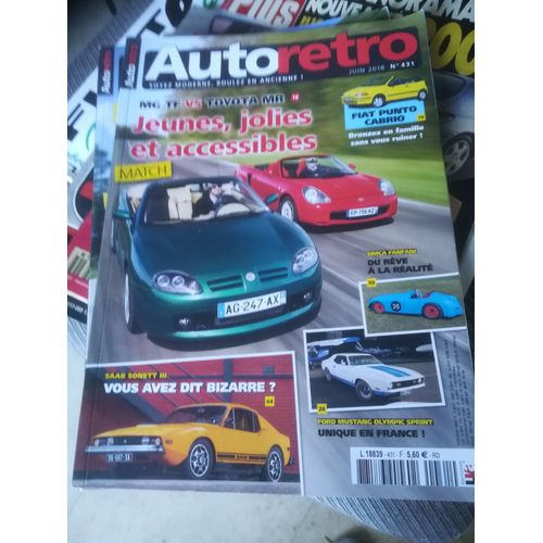 Auto Retro 431 De 2018 Ferrari Bb512,Toyota Mr,Mg Tf,Ford Mustang Olympic Sprint,Rosbifland,Saab Sonett 3,Simca Fanfani,Jaguar Xjs 4.0,Peugeot 403 U8s Ambulance,Talbot Sunbeam Lotus,Fiat Punto Cab