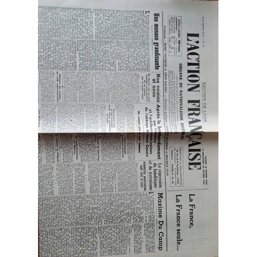 L'action Française, Organe Du Nationalisme Intégral - Édition De Lyon Des Samedi 19 Et Dimanche 20 Février 1944