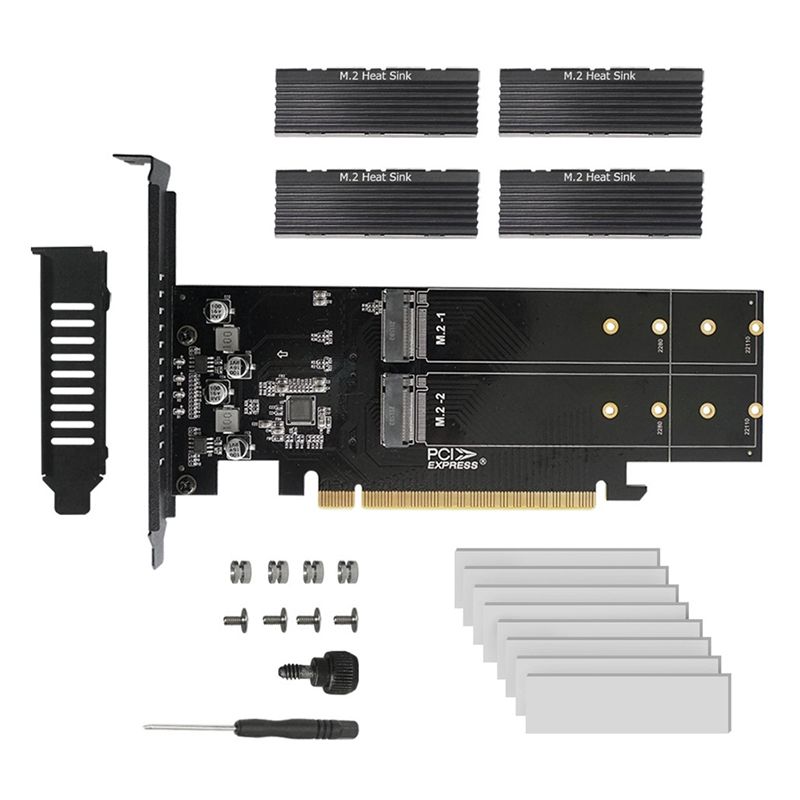 Carte Adaptateur PCIe Vers M2, PCIE X16 4 Ports M2 NVME M Ke...