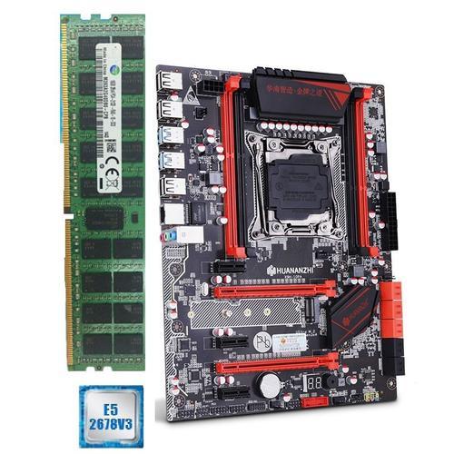 X99 LGA2011-3 Carte MèRe avec M.2 NVMe Slot Carte MèRe Discount avec CPU Xeon E5 2678 V3 RAM 64G (4X16G) 1866 REG ECC