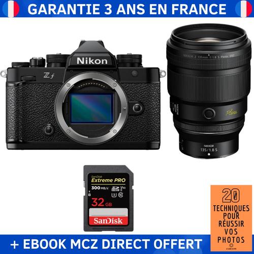 Nikon Zf + 135mm f/1.8 S Plena + 1 SanDisk 32GB Extreme PRO UHS-II SDXC 300 MB/s + Ebook '20 Techniques pour Réussir vos Photos' - Appareil Photo Hybride