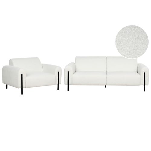 Ensemble De Salon En Bouclé Blanc Askim