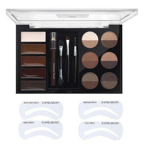 Kit De Pochoirs À Sourcils Et Tampons, Longue Durée, Étanche, Avec Crayons À Sourcils, Brosses, Cartes À Sourcils, Outils Cosmétiques Pour Femmes 
