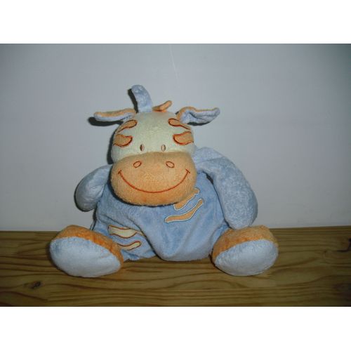 Doudou Vache Dou Kidou Bleu Et Orange