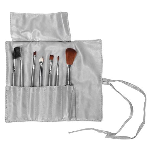Ensemble De Pinceaux De Maquillage Avec Sac De Rangement, Poudre Adt, Fard À Barrage, Pinceau Fard À Joues, Outil Cosmétique, Argent, 7 Pièces 