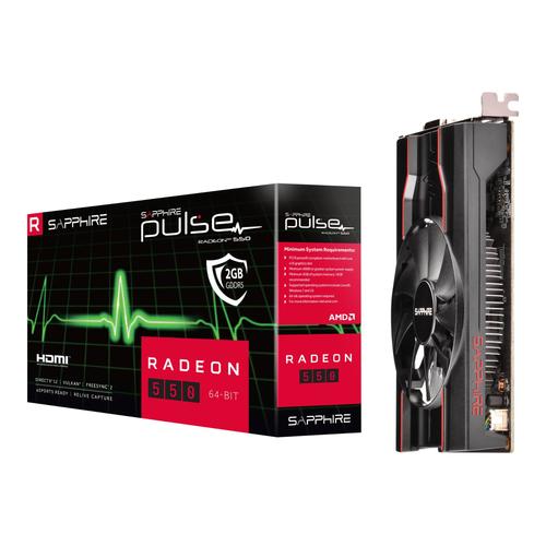 Sapphire Pulse Radeon RX 550 - Carte graphique - Radeon RX 550 - 2 Go GDDR5 - PCIe 3.0 x16 - DVI, HDMI, DisplayPort - détail léger