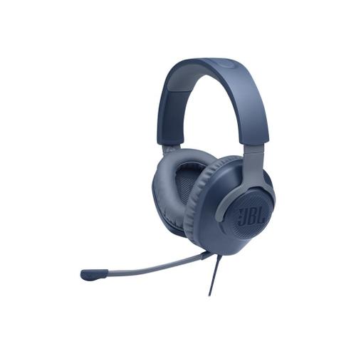 JBL Quantum 100 - Micro-casque - circum-aural - filaire - jack 3,5mm - bleu