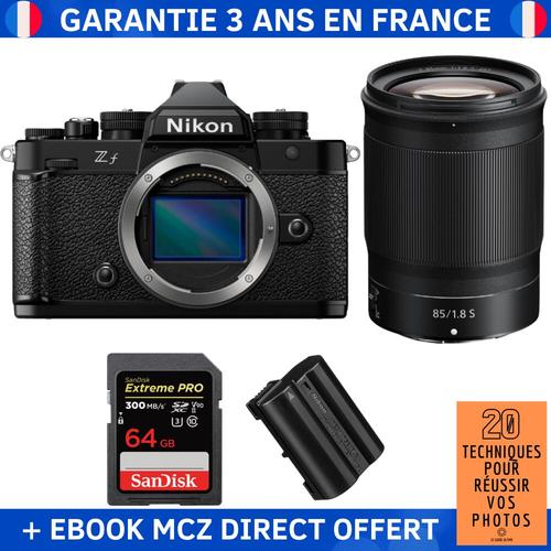 Nikon Zf + 85mm f/1.8 S + 1 SanDisk 64GB Extreme PRO UHS-II SDXC 300 MB/s + 1 Nikon EN-EL15C + Ebook '20 Techniques pour Réussir vos Photos' - Appareil Photo Hybride