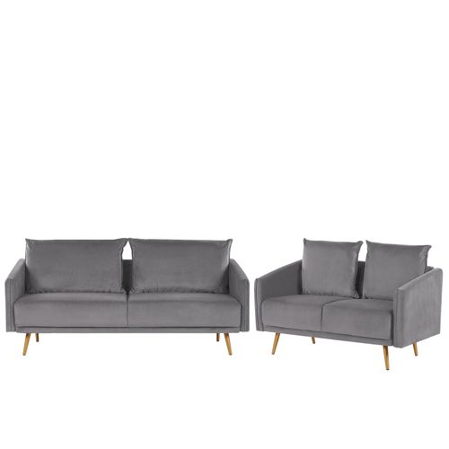 Ensemble De Canapés 2 + 3 Places En Velours Gris Maura