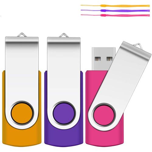 4Go Clé USB, Lot de 3 Memory Stick Clé USB Multicolore Mémoire Memory Stick Stockage de données USB 2.0 avec Capuchon.[Z258]