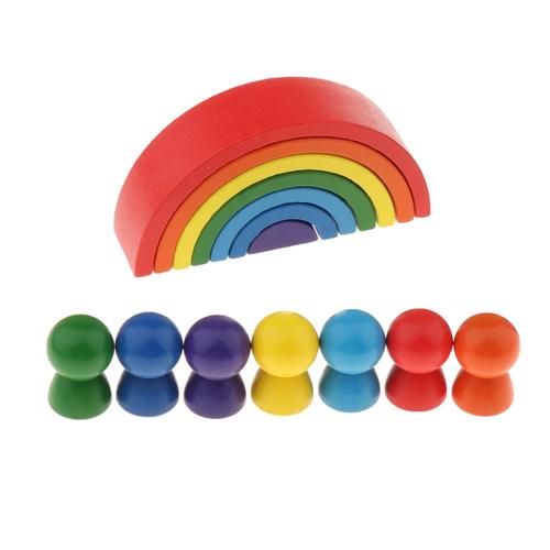 Montessori Couleur Arc En Stacker De Construction En Bois De Nidification Construction Pont Blocs Bebe Tout Petits De Developpement Jouets Fabriques A Paquet 1 Rakuten