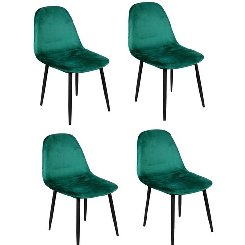 Lot De 4 Chaises De Table Design Velours Inoui - Vert Émeraude