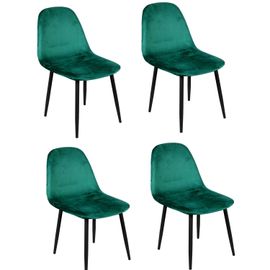 Lot De 4 Chaises De Table Design Velours Inoui - Vert Émeraude