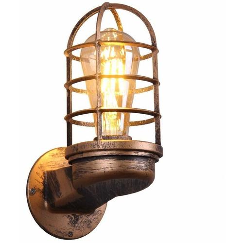 Applique Murale Retro Eclairage Industriel Vintage Appliques Rustiques Fil Cage En Metal Applique Murale Interieur Maison Retro Luminaire (Couleur Rouille) (Sans Ampoule) Goodnice