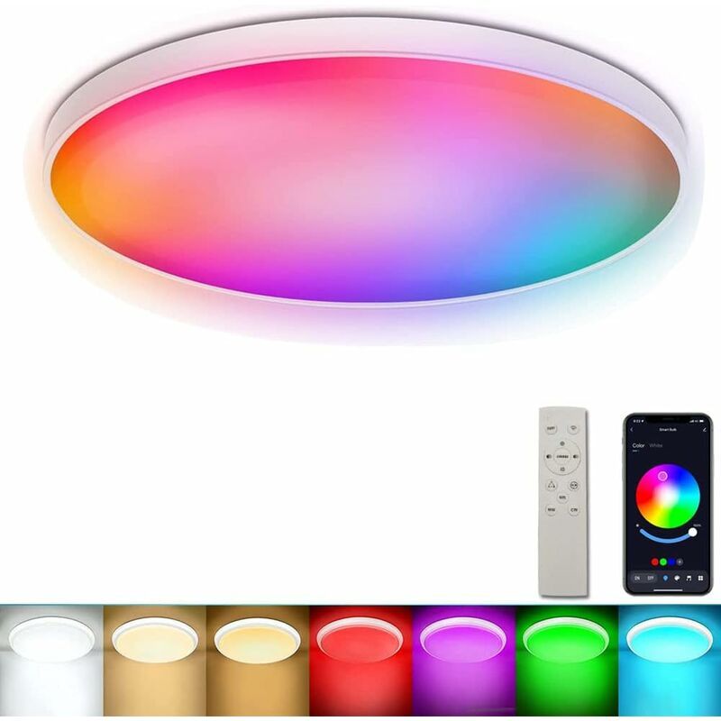 Plafonnier Led Intelligent Avec Telecommande, 24w 30cm 2400l...