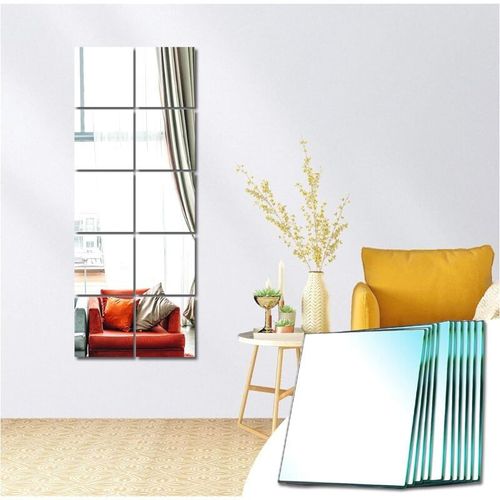 10pcs Miroir Autocollant Mural 15x15cm Miroir Adhesif Decoratif Amovible Miroir Carre Argent Rectangulaire Flexible Sticker Miroir Adhesif Carre Pour Salle De Bain Decoration Interieur Cuisine MINKURO goodnice