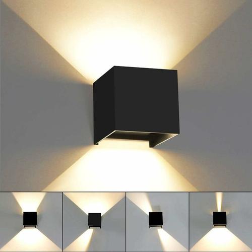 12w Applique Murale Interieur/Exterieur, Lampe Murale Led Etanche Ip65 Reglable Lampe Up Down Design 3000k Blanc Chaud Appliques Murales Pour Salon Chambre Chemin Lot De 1 - Noir Goodnice