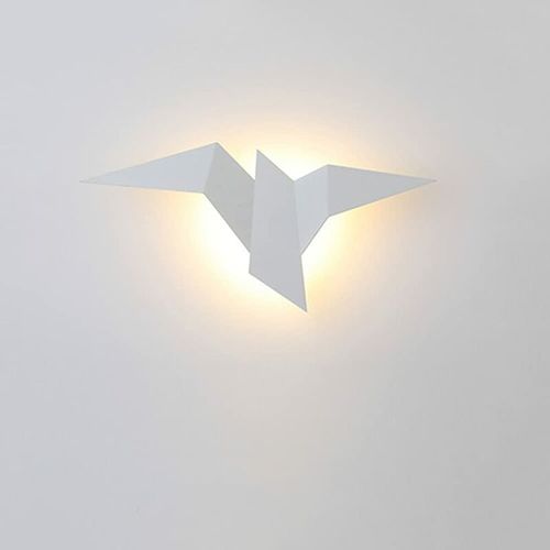 Creative Geometrie Forme D'oiseau 3000K 3W LED Applique Murale Moderne Salon Chambre Allee Luminaires Decoration De La Maison Montage en Surface Applique Maison Interieur Applique Murale(Blanc) goodnice
