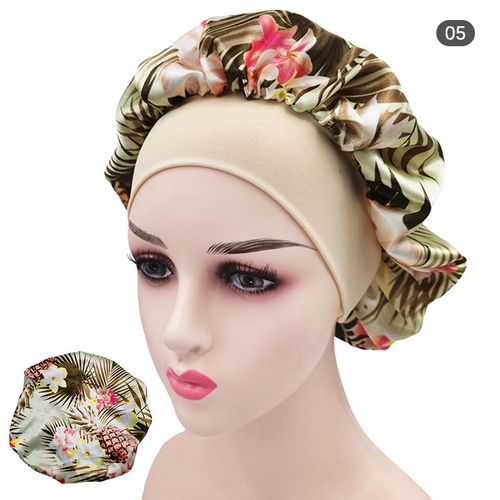 Bonnet En Satin Imprimé Pour Femmes, Large Bande Élastique, Pour Dormir, Chimio, Perte De Cheveux, Soins Pour La Tête, À La Mode 