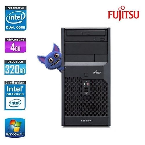 FUJITSU ESPRIMO P2560 DUAL CORE E5500 - 2.8GHZDual Core-.8 GHz 4 Go 320 Go Go DVD Intel G41 512Mo Microsoft Windows 7 Professional 64-bit Edition Clavier+souris neuf compatible AZERTY