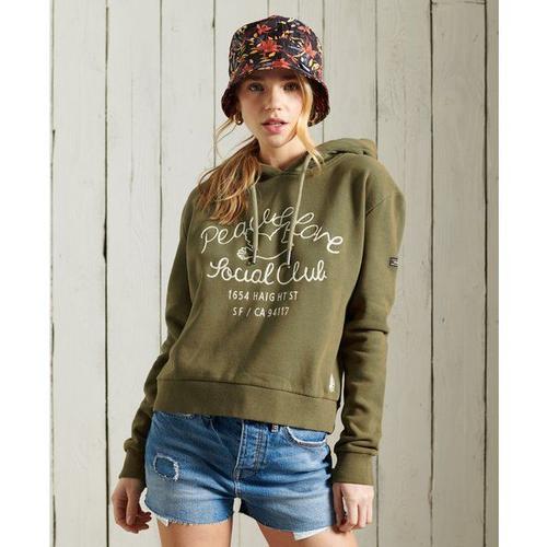 Sweat À Capuche Court Style Militaire Femme