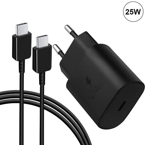 Chargeur Usb-C 25w + Câble Usb-C Vers Usb-C 1m Noir Pour Google Pixel 8 / 8a / 8 Pro / 7 / 7a / 7 Pro / 6 / 6 Pro / 6a - E.F.Connection