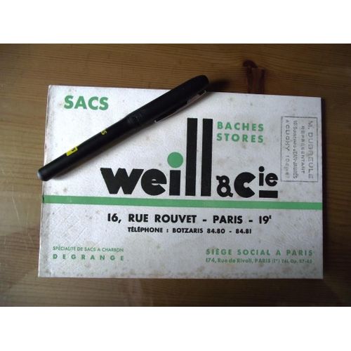 Buvard Sacs Baches Stores Weill & Cie 16 Rue Rouvet Paris 19e Dimensions 21x13,5cm