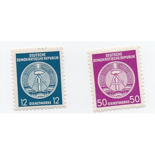 Allemagne-Ddr- Lot De 2 Timbres Neufs- Service- Faciale 12 Et Faciale 50