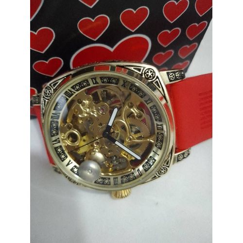 Montre Automatique Carrée Rouge