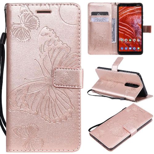 Flip Étui Pour Nokia 3.1 Plus Cuir Pu Couverture Antichoc Avec Support De Fente Pour Carte Couverture Magnétique Flip Kickband - Couleur Rose