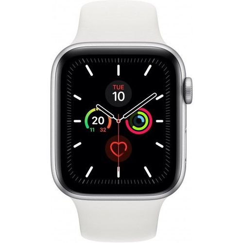 Apple Watch Series 5 Gps 44mm Boitier Aluminium Argent - Bracelet Sport Blanc