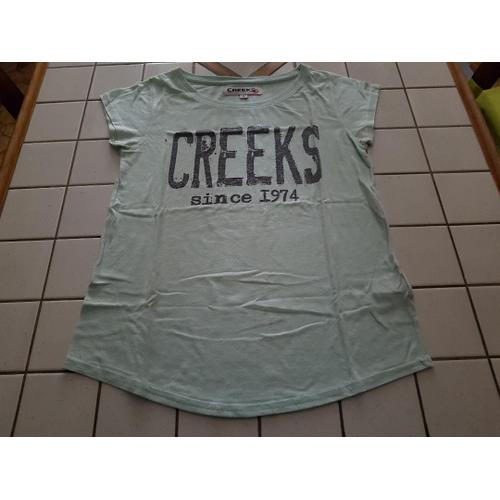 T-Shirt Tee Shirt Manches Courtes Vert Clair Creeks Logo Poitrine Taille M Ou 16/18 Ans