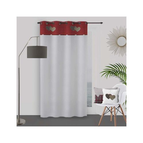 Rideau À Oeillets Pur Coton 130x250 Cm Love Rouge, Par Soleil D'ocre