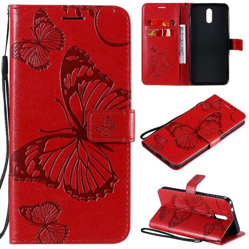 Flip Étui Pour Nokia 2.3 Avec Support De Fente Pour Carte Cuir Pu Couverture Magnétique Flip Kickband Couverture Antichoc - Rouge