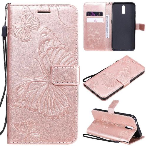 Flip Étui Pour Nokia 2.3 Avec Support De Fente Pour Carte Cuir Pu Couverture Magnétique Flip Kickband Couverture Antichoc - Couleur Rose