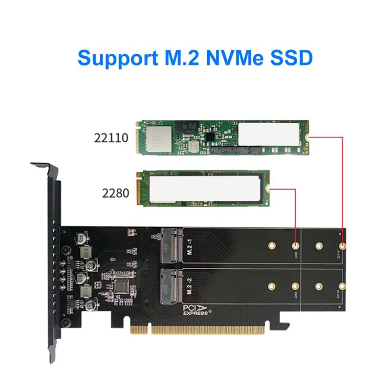 Carte Adaptateur PCIe Vers M2, PCIE X16 4 Ports M2 NVME M Ke... - 5
