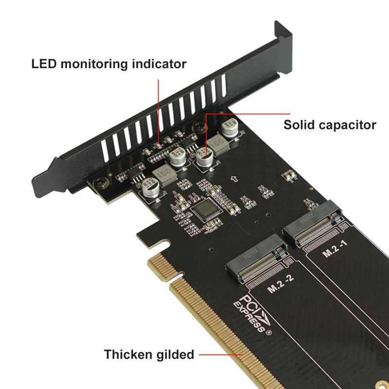 Carte Adaptateur PCIe Vers M2, PCIE X16 4 Ports M2 NVME M Ke... - 6