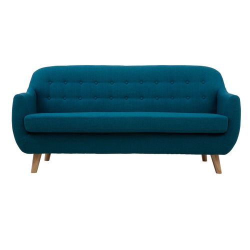 Canapé 3 Places Scandinave Déhoussable Bleu Canard Et Bois Ynok