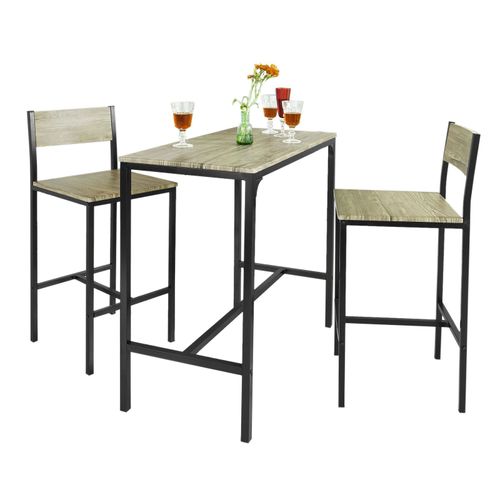 Sobuy® Ogt03 Ensemble Table De Bar + 2 Chaises, Set De 1 Table + 2 Chaises, Table Haute Cuisine