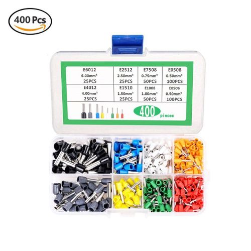 400 Pièces/Ensemble Awg 22 - 10 Isolé Cordon Broche Fin Bornier Kit Ensemble Fil Cuivre Sertissage Connecteur Sertissage Terminal