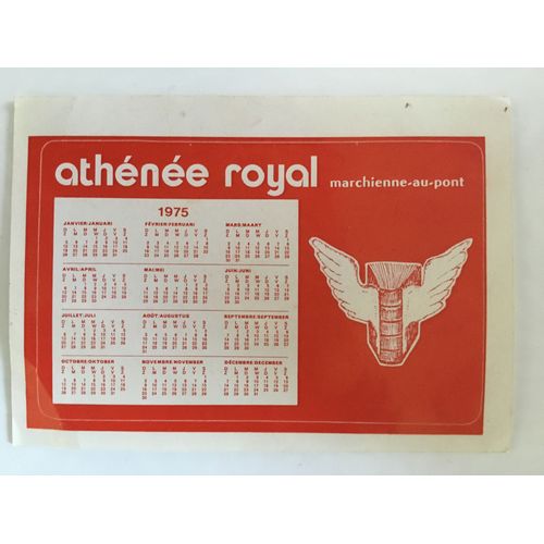 Autocollant Calendrier 1975 Athénée Royal Marchienne Au Pont ( 12 X 16 Cm )