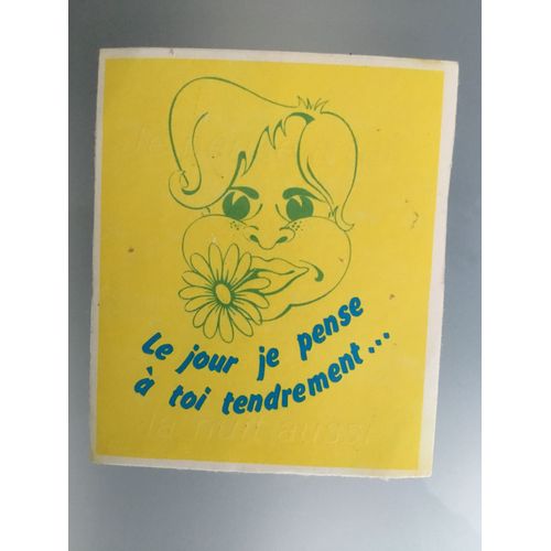 Autocollant Années 70 Le Jour Je Pense À Toi Tendrement ( Hit 8 X 7 Cm )