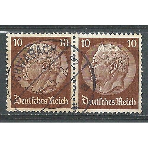 Empire Allemand Deutch Reich Paire Du N°447 Paul Von Hindenburg Président 1933 Avec Belle Oblitération Ronde Et Date Du 01/10/35 À Schwabach (Bavière)