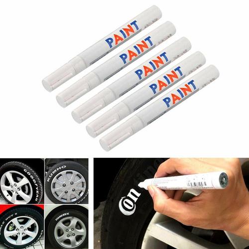 5 Pièces Blanc Titer Stylo Permanent Étanche Gap Réparation Stylo Auto Pneu Pneu Bande De Roulement En Caoutchouc Peinture Stylos Marqueurs Séchage Rapide