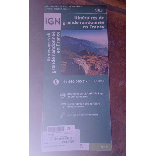 Carte Ign 903 Itinéraires De Grande Randonnée En France