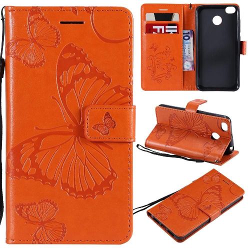 Xiaomi Redmi 4x Étui Pour Flip Cuir Pu Flip Kickband Couverture Magnétique Avec Support De Fente Pour Carte Couverture Antichoc - Orange