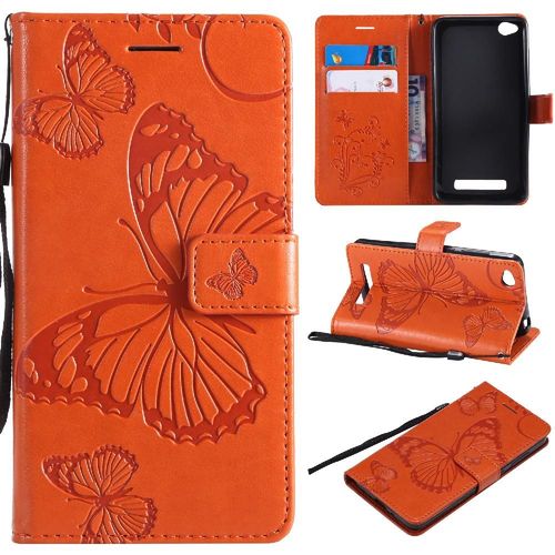 Xiaomi Redmi 4a Étui Pour Flip Cuir Pu Avec Support De Fente Pour Carte Flip Kickband Couverture Magnétique Couverture Antichoc - Orange