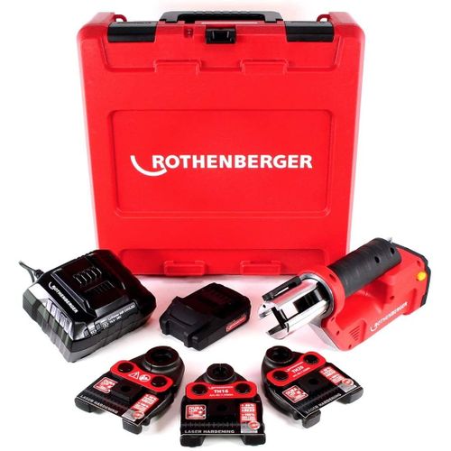 Rothenberger Romax Compact TT - Set sertisseuse Li-Ion 18V (1x batterie 2,0Ah) incl.TH16-20-26 dans mallette
