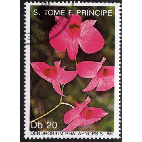Timbre Dendrobium Phalaenopsis.S.Tomé E Principe.Db 20.1989.
